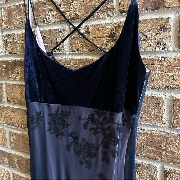 VTG 80s 90s Pink w/ Mesh Overlay Floral Burnout Empire Waist Formal Prom Dress - Picture 3 of 11